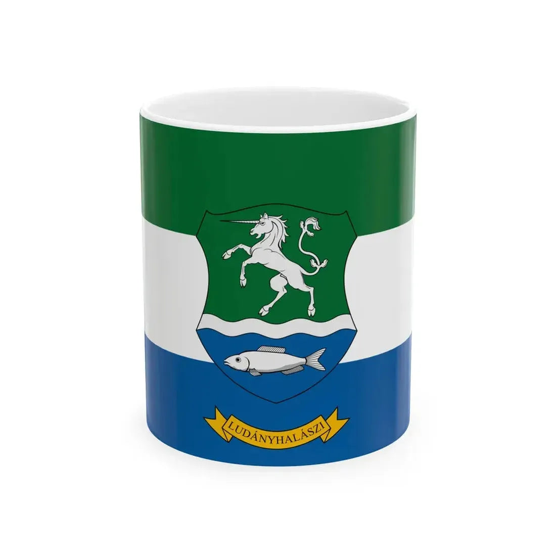 Flag of Ludanyhalaszi (Hungary) White Coffee Mug 11oz - Go Mug Yourself