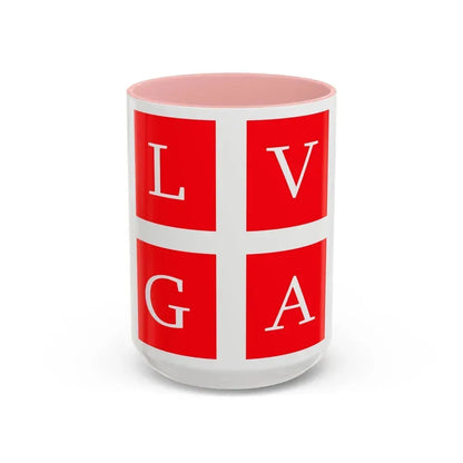 Flag of Lugano Switzerland - Accent Coffee Mug 15oz Pink - Go Mug Yourself
