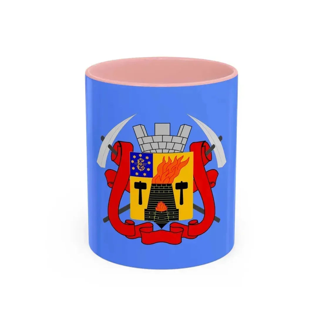 Flag of Luhansk Ukraine - Accent Coffee Mug 11oz Pink - Go Mug Yourself