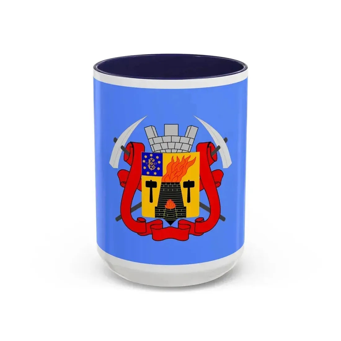 Flag of Luhansk Ukraine - Accent Coffee Mug 15oz Navy - Go Mug Yourself