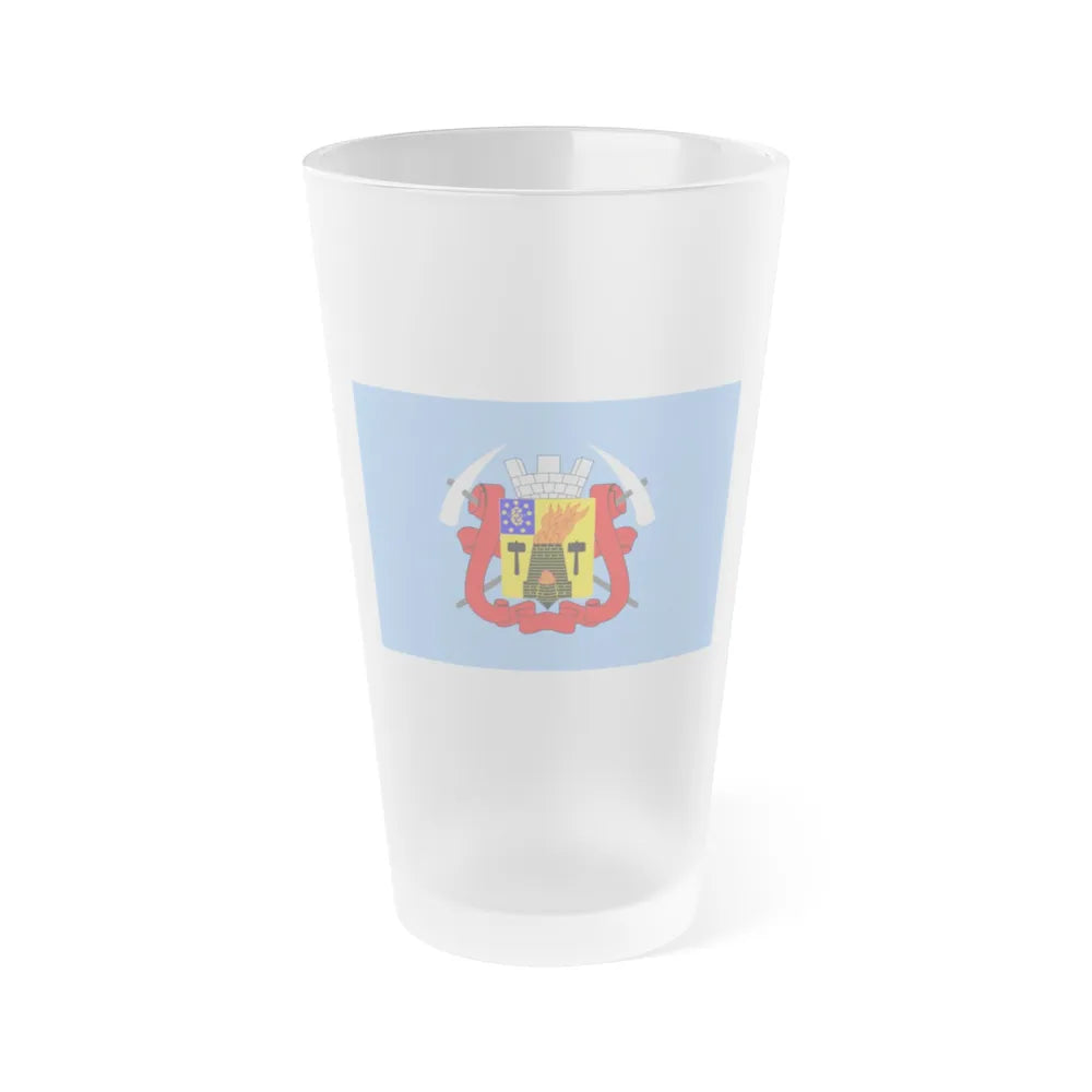 Flag of Luhansk Ukraine - Frosted Pint Glass 16oz-16oz-Frosted-Go Mug Yourself