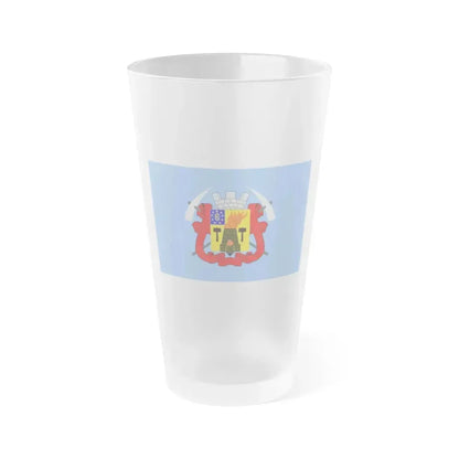Flag of Luhansk Ukraine - Frosted Pint Glass 16oz 16oz Frosted - Go Mug Yourself