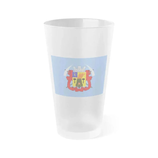 Flag of Luhansk Ukraine - Frosted Pint Glass 16oz 16oz Frosted - Go Mug Yourself