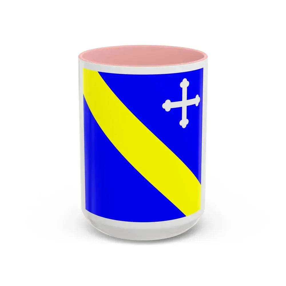 Flag of Lully Switzerland - Accent Coffee Mug 15oz Pink - Go Mug Yourself
