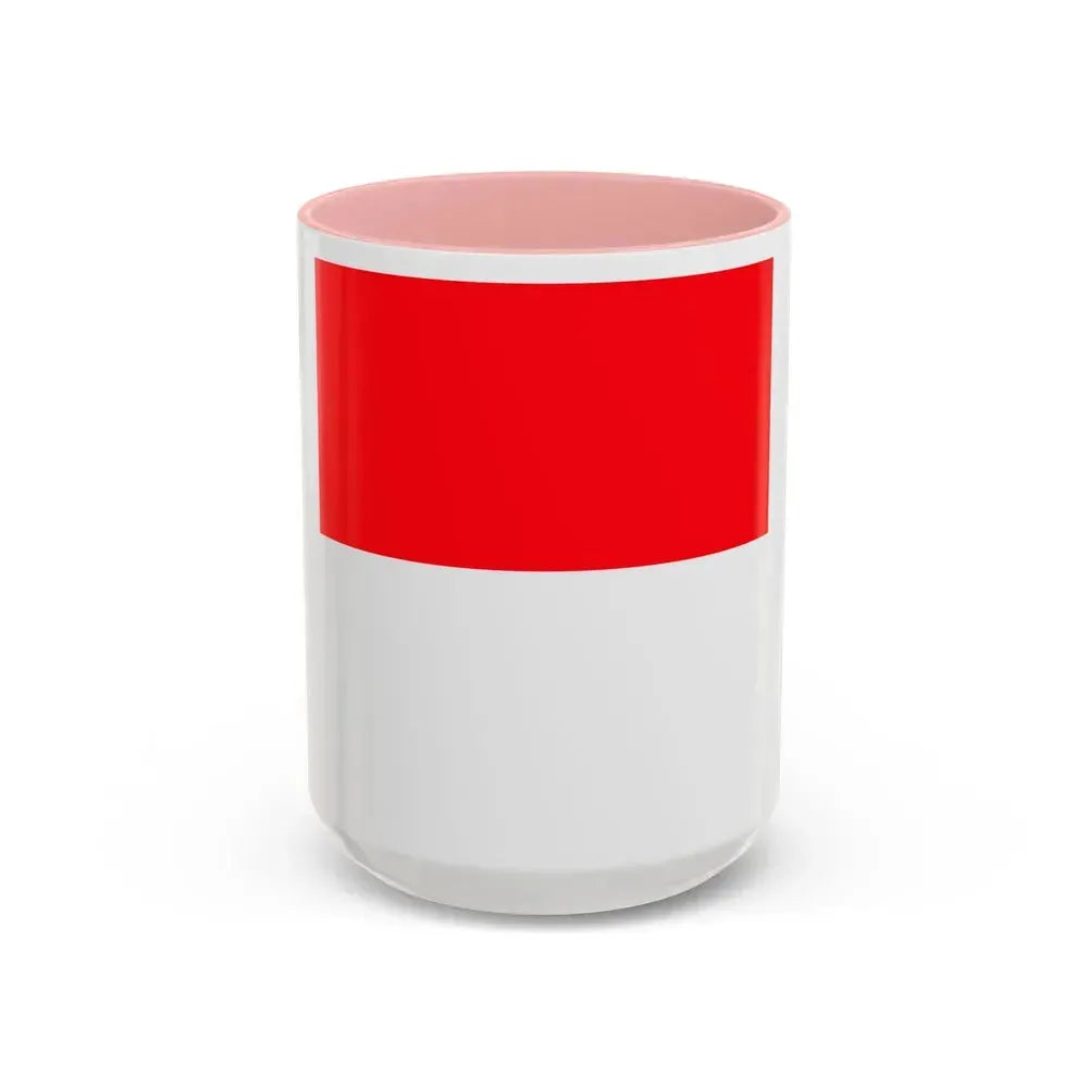 Flag of Lutry Switzerland - Accent Coffee Mug 15oz Pink - Go Mug Yourself