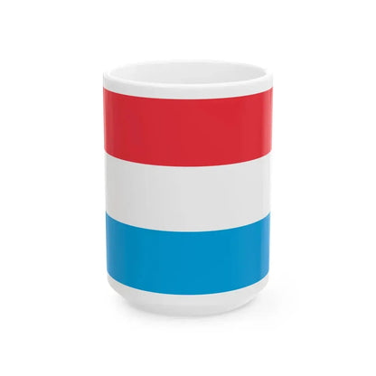 Flag of Luxembourg wide (Luxembourg) White Coffee Mug 15oz - Go Mug Yourself
