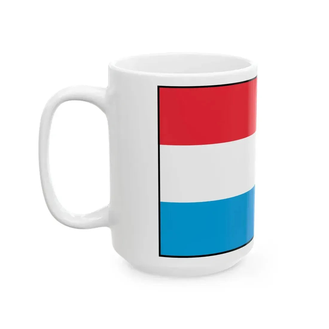 Flag of Luxembourg with border (Luxembourg) White Coffee Mug - Go Mug Yourself