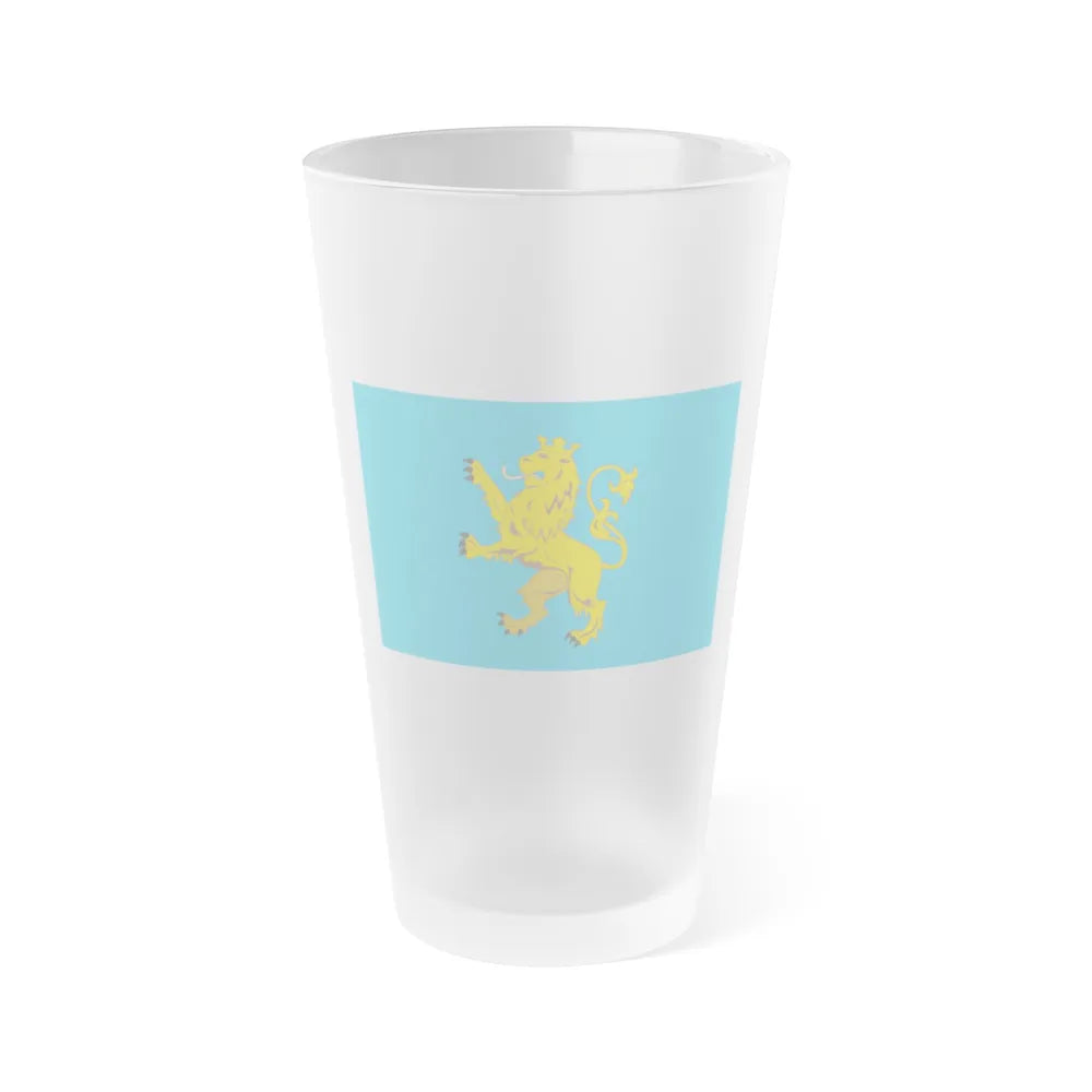 Flag of Lviv Oblast Ukraine - Frosted Pint Glass 16oz-16oz-Frosted-Go Mug Yourself