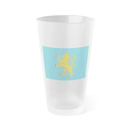 Flag of Lviv Oblast Ukraine - Frosted Pint Glass 16oz 16oz Frosted - Go Mug Yourself