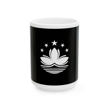 Flag of Macau black and white variant 1 (China) White Coffee Mug 15oz - Go Mug Yourself