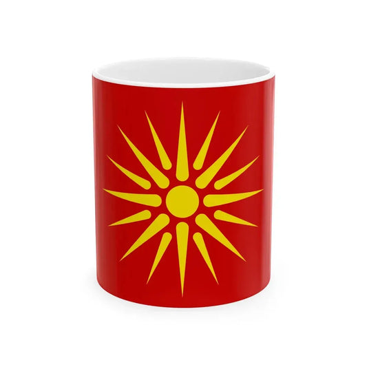 Flag of Macedonia 1992-1995 3-2 (North Macedonia) White Coffee Mug 11oz - Go Mug Yourself