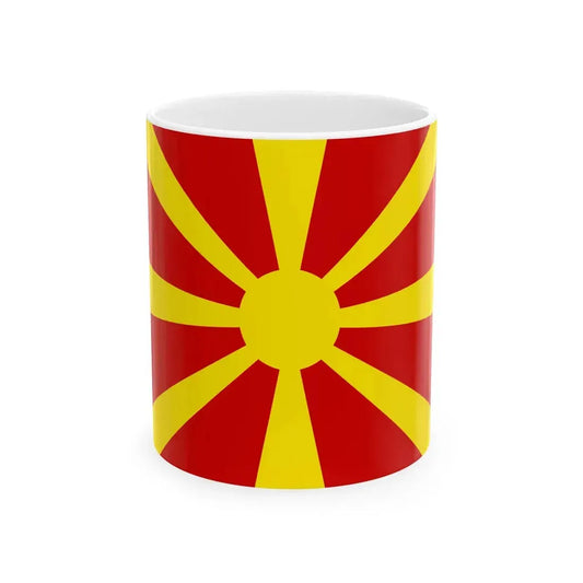 Flag of Macedonia - initial design (North Macedonia) White Coffee Mug 11oz - Go Mug Yourself