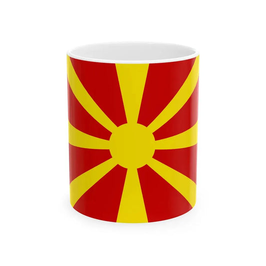 Flag of Macedonia - initial design (North Macedonia) White Coffee Mug 11oz - Go Mug Yourself