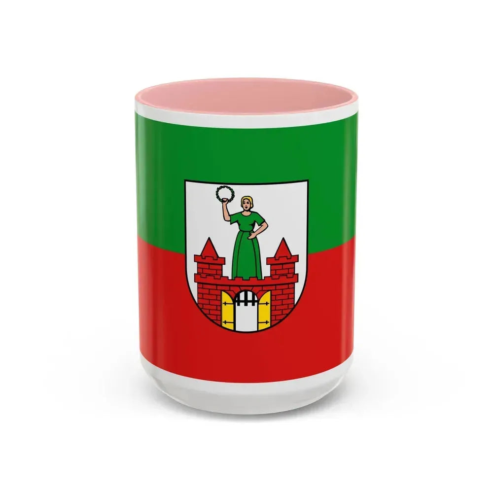 Flag of Magdeburg Germany - Accent Coffee Mug 15oz Pink - Go Mug Yourself