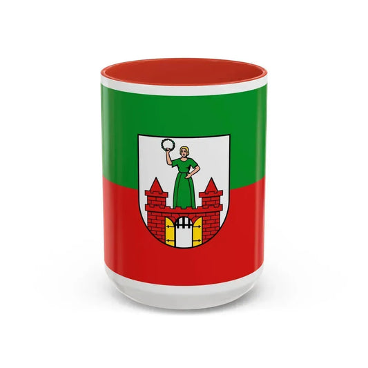 Flag of Magdeburg Germany - Accent Coffee Mug 15oz Red - Go Mug Yourself