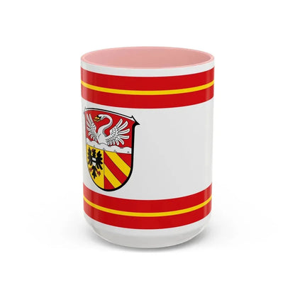 Flag of Main Kinzig Kreis Germany - Accent Coffee Mug 15oz Pink - Go Mug Yourself
