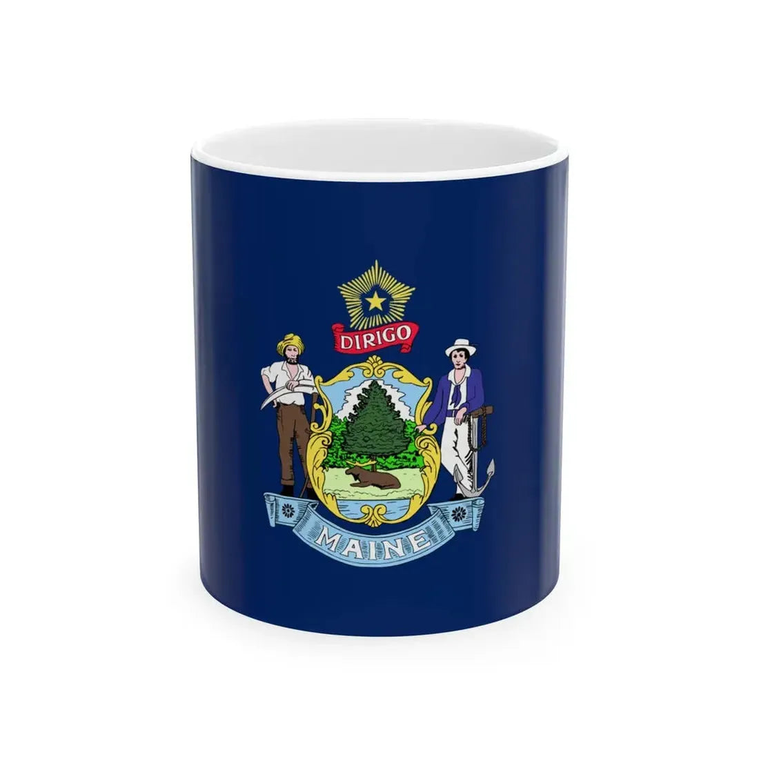Flag of Maine 3-2 (United States) White Coffee Mug 11oz - Go Mug Yourself