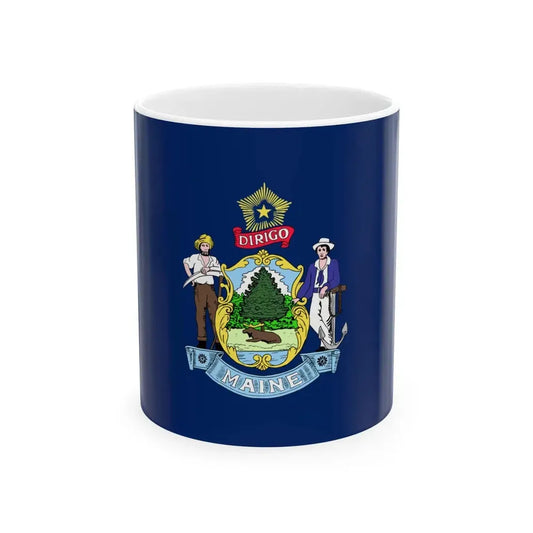 Flag of Maine 3-2 (United States) White Coffee Mug 11oz - Go Mug Yourself