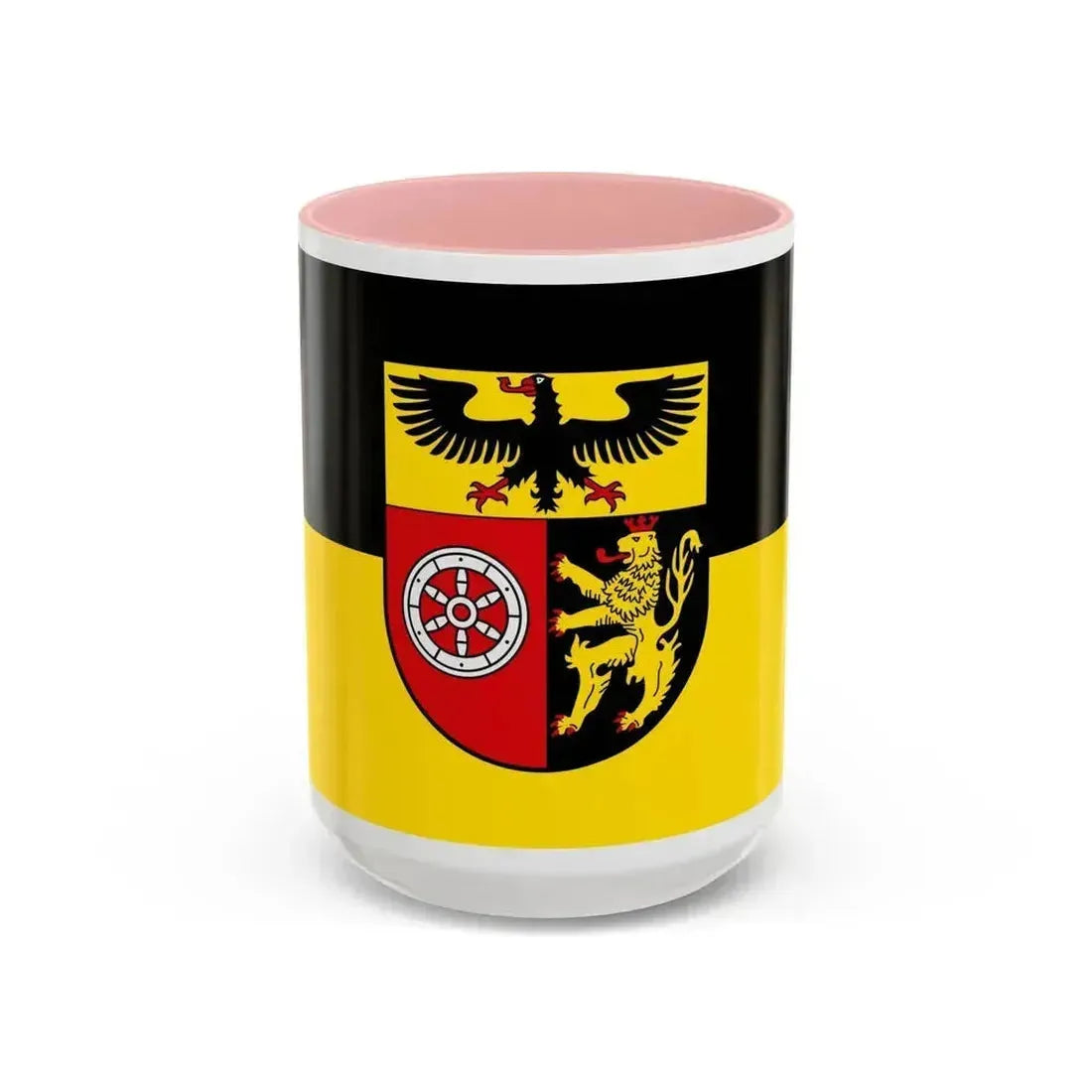 Flag of Mainz Bingen Germany - Accent Coffee Mug 15oz Pink - Go Mug Yourself