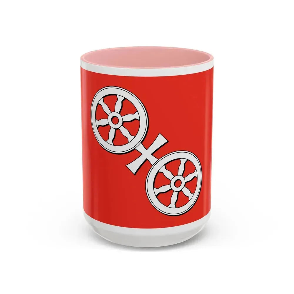 Flag of Mainz Germany - Accent Coffee Mug 15oz Pink - Go Mug Yourself