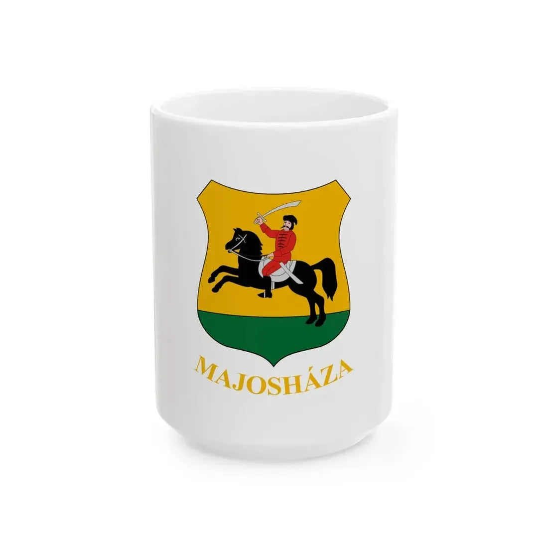 Flag of Majoshaza (Hungary) White Coffee Mug 15oz - Go Mug Yourself