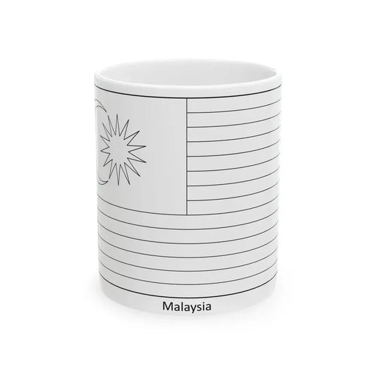Flag of Malaysia colouring page (Malaysia) White Coffee Mug 11oz - Go Mug Yourself