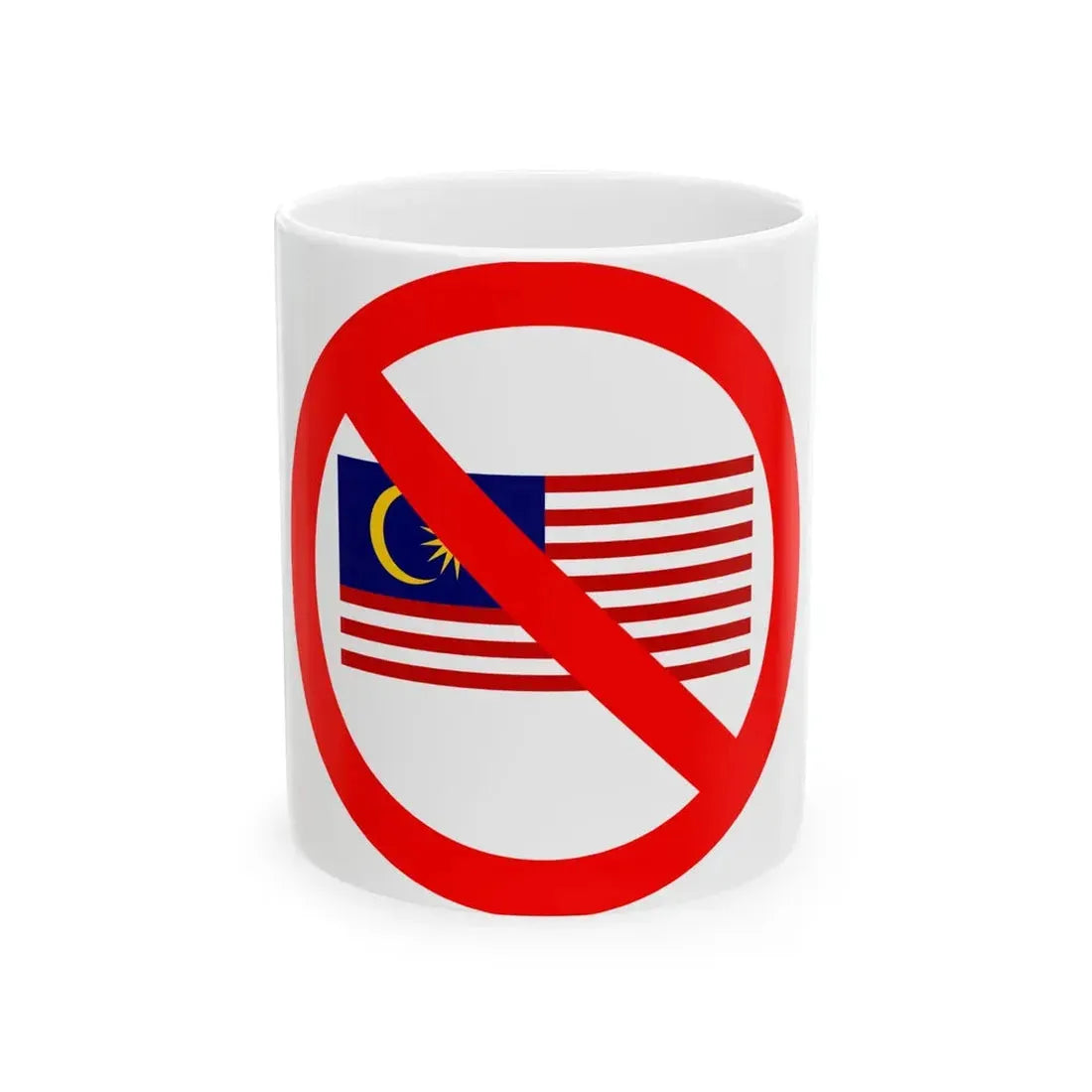 Flag of Malaysia in red circle with slash (Malaysia) White Coffee Mug 11oz - Go Mug Yourself