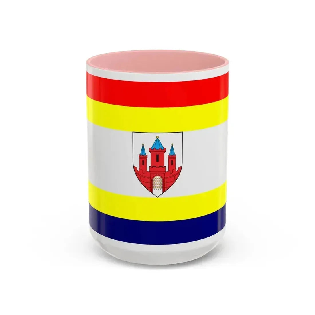 Flag of Malbork Poland - Accent Coffee Mug 15oz Pink - Go Mug Yourself