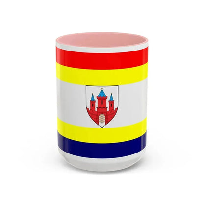 Flag of Malbork Poland - Accent Coffee Mug 15oz Pink - Go Mug Yourself