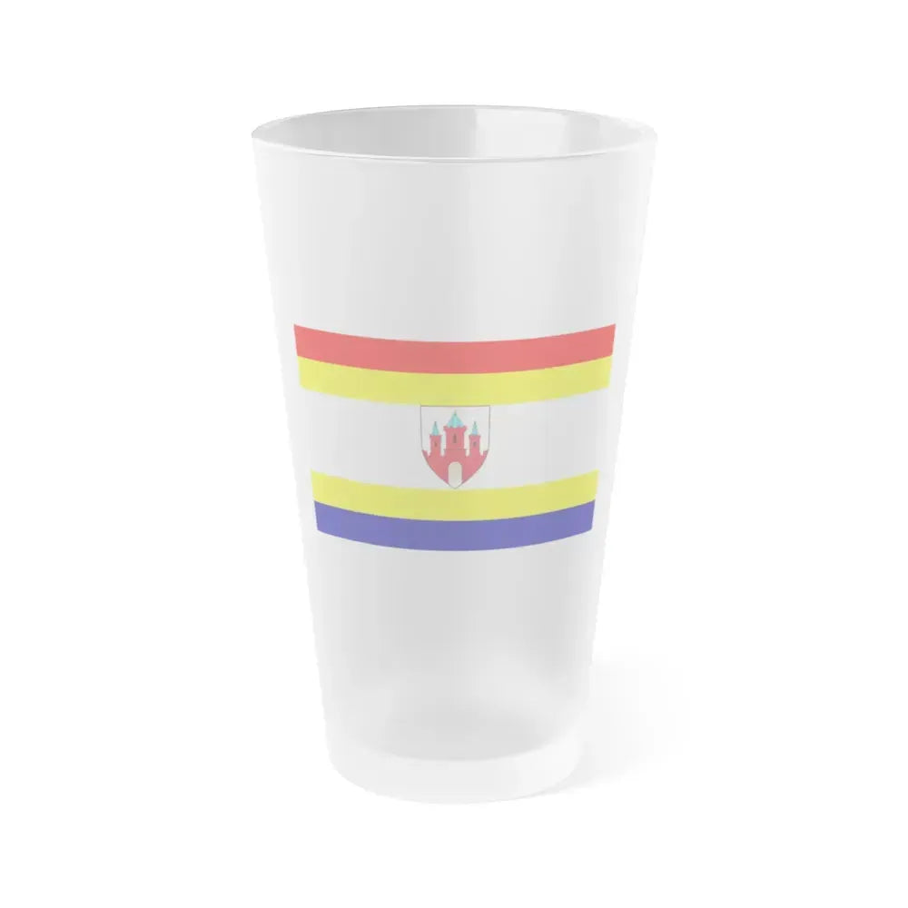 Flag of Malbork Poland - Frosted Pint Glass 16oz 16oz Frosted - Go Mug Yourself