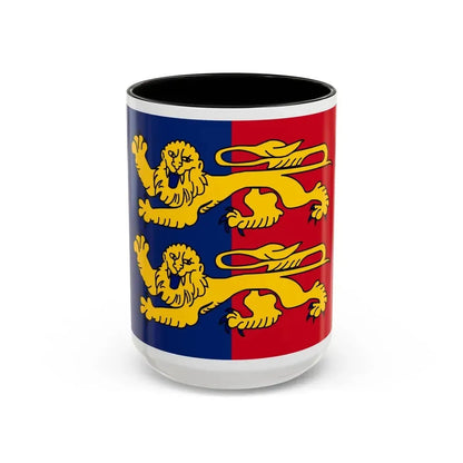 Flag of Manche France 2 - Accent Coffee Mug 15oz Black - Go Mug Yourself