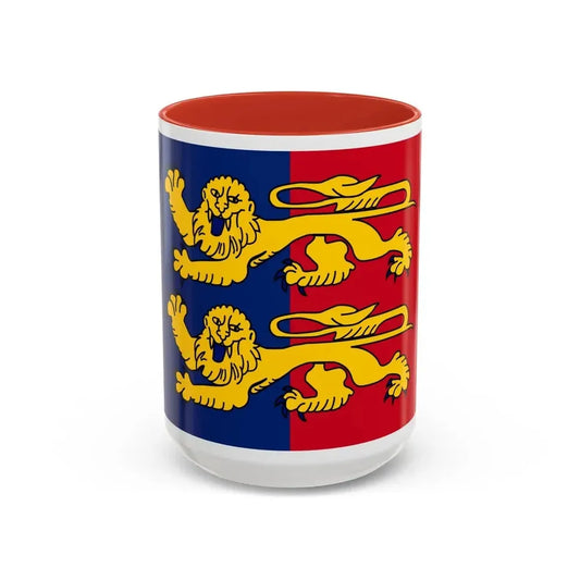 Flag of Manche France 2 - Accent Coffee Mug 15oz Red - Go Mug Yourself