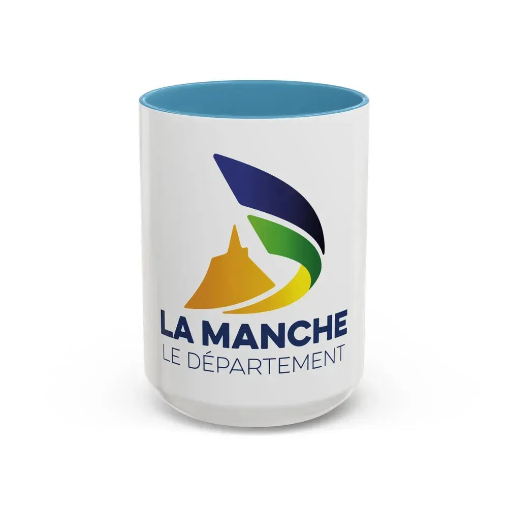 Flag of Manche France - Accent Coffee Mug 15oz Light Blue - Go Mug Yourself