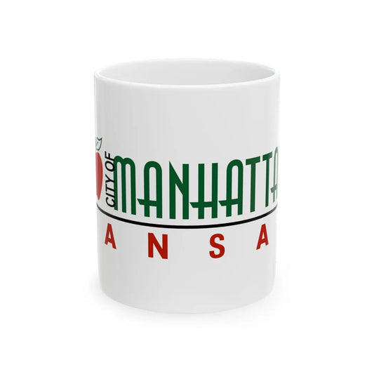 Flag of Manhattan Kansas 2009-2019 (United States) White Coffee Mug 11oz - Go Mug Yourself