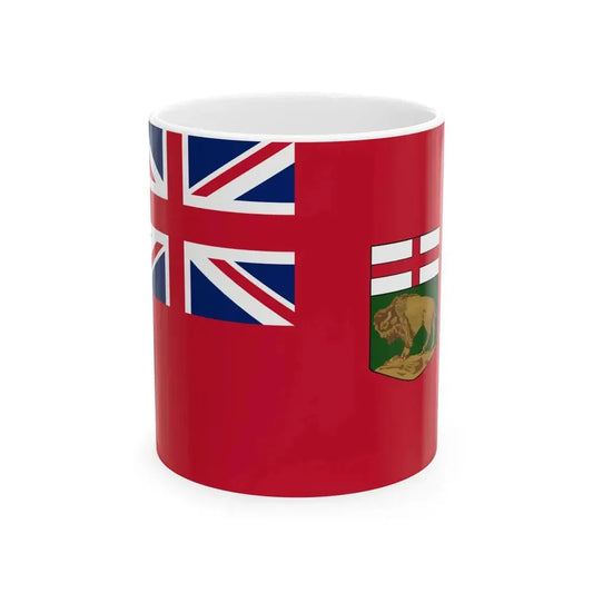 Flag of Manitoba 3-2 (Canada) White Coffee Mug 11oz - Go Mug Yourself