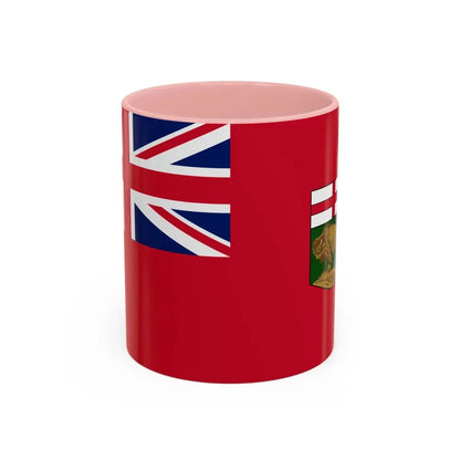 Flag of Manitoba Canada - Accent Coffee Mug 11oz Pink - Go Mug Yourself