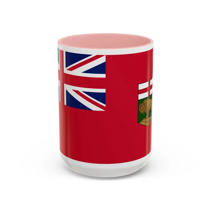 Flag of Manitoba Canada - Accent Coffee Mug 15oz Pink - Go Mug Yourself