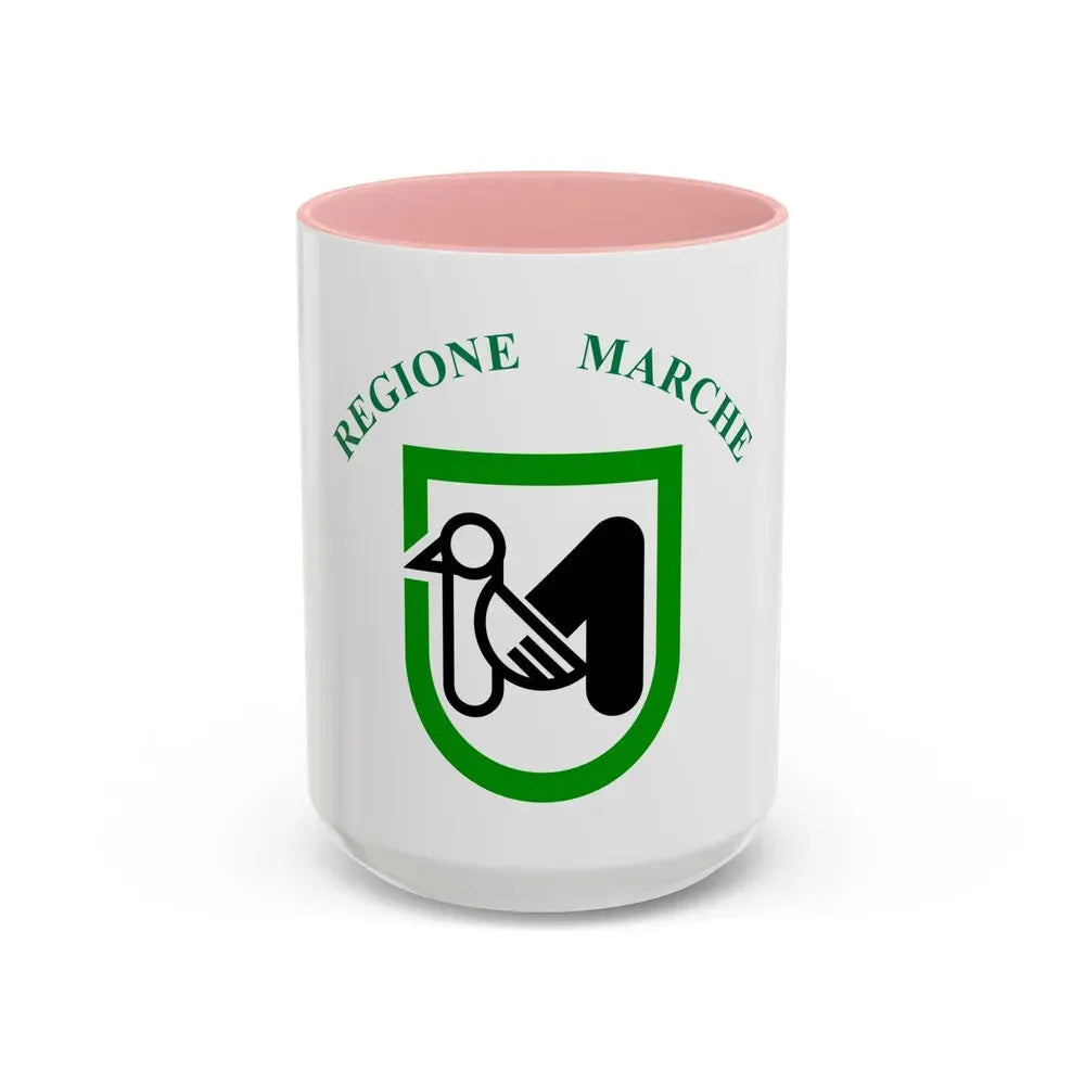 Flag of Marche Italy - Accent Coffee Mug 15oz Pink - Go Mug Yourself