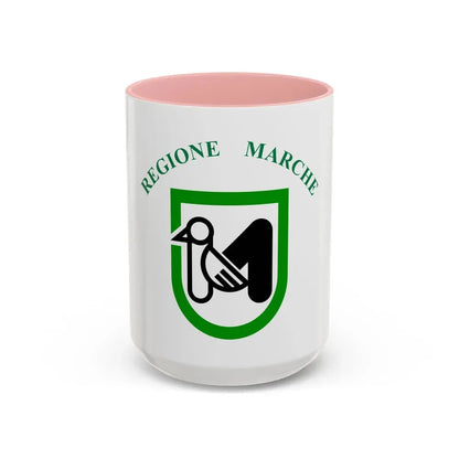 Flag of Marche Italy - Accent Coffee Mug 15oz Pink - Go Mug Yourself