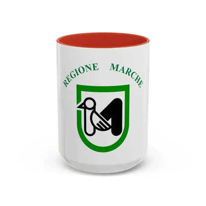 Flag of Marche Italy - Accent Coffee Mug 15oz Red - Go Mug Yourself