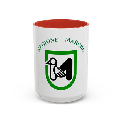 Flag of Marche Italy - Accent Coffee Mug 15oz Red - Go Mug Yourself