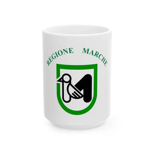 Flag of Marche Italy - White Coffee Mug 15oz - Go Mug Yourself