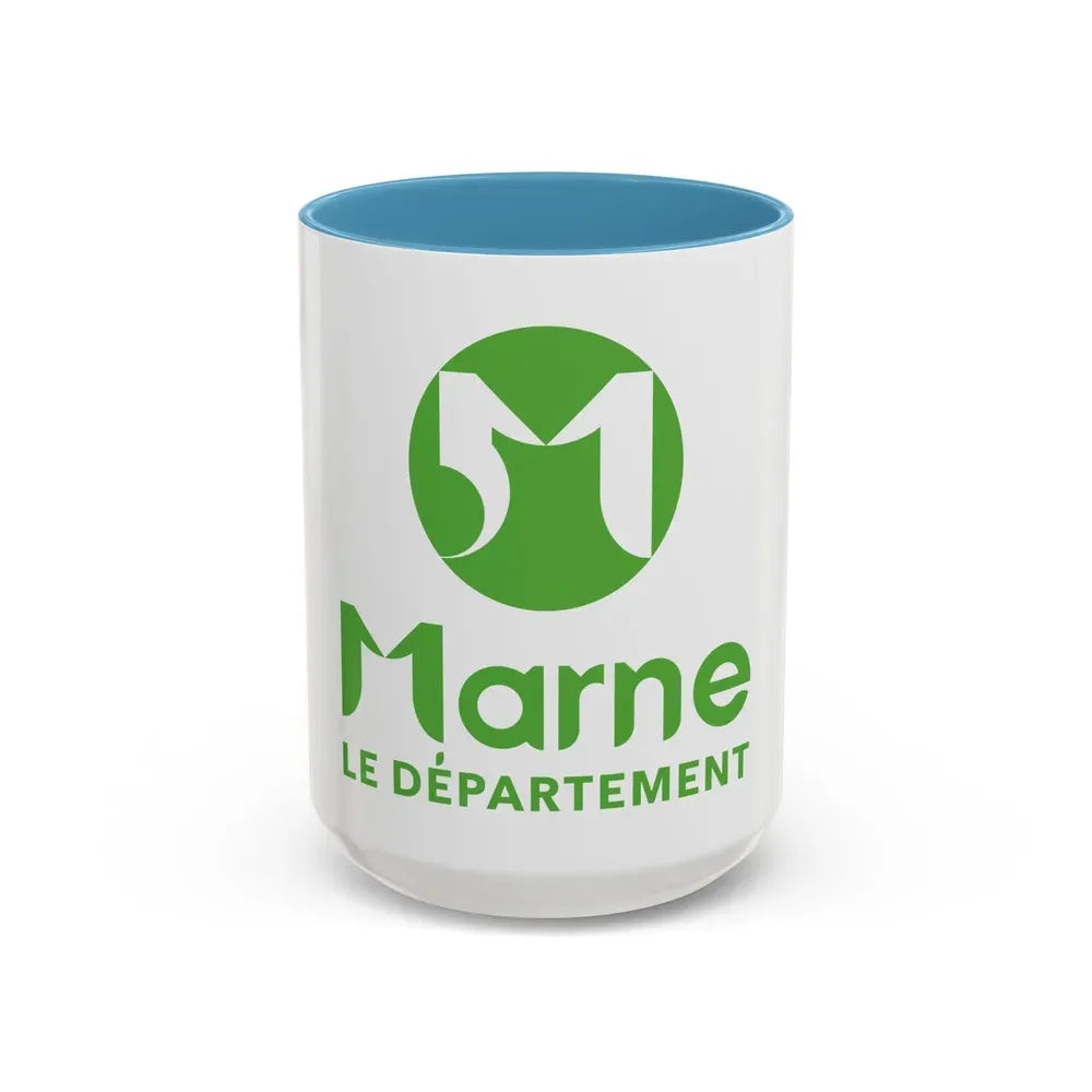 Flag of Marne France - Accent Coffee Mug 15oz Light Blue - Go Mug Yourself