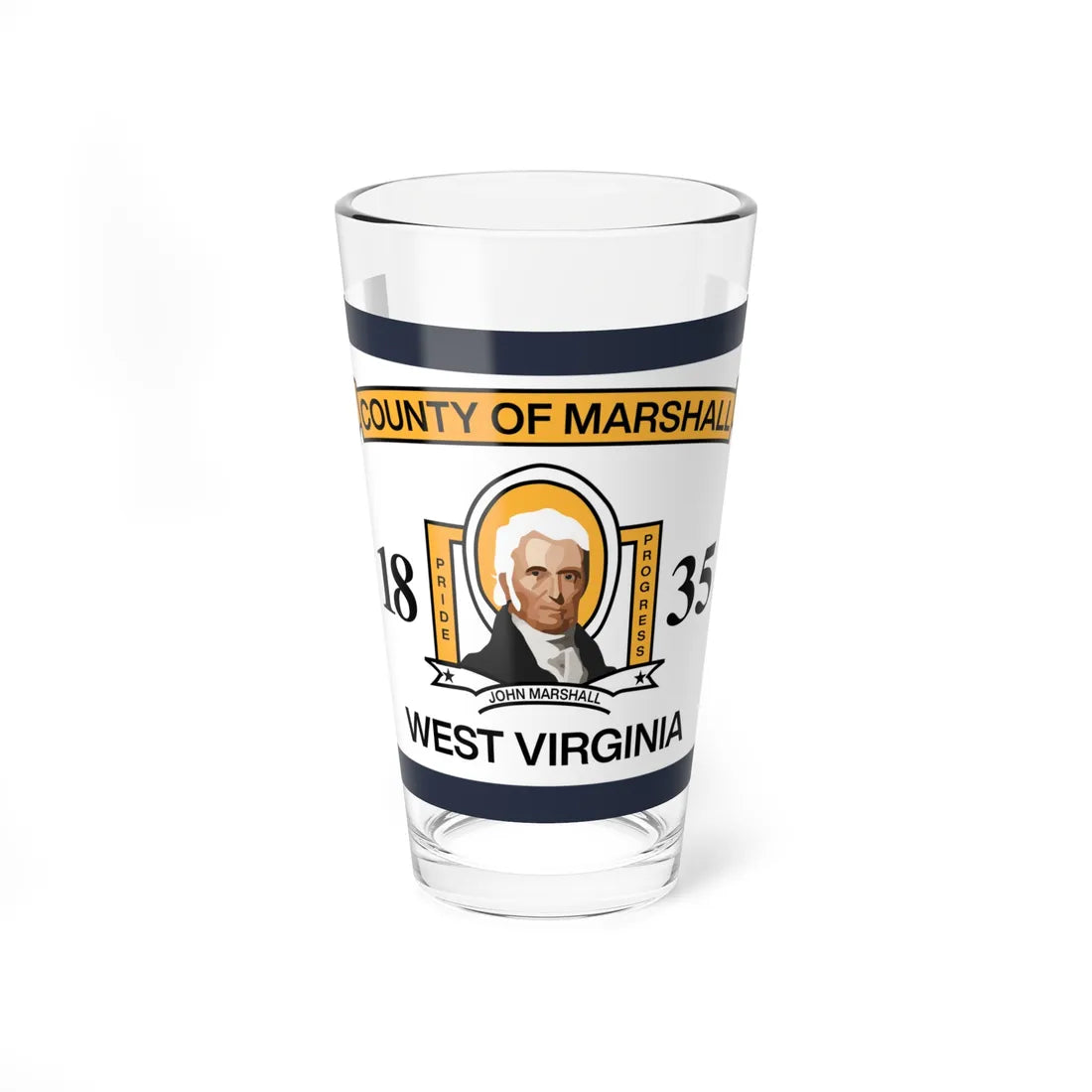 Flag of Marshall County West Virginia (United States) Pint Glass 16oz 16oz - Go Mug Yourself