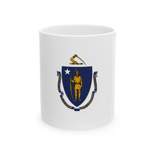 Flag of Massachusetts border (United States) White Coffee Mug 11oz - Go Mug Yourself
