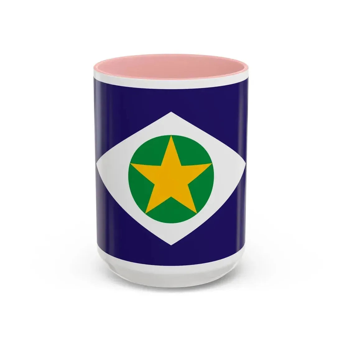 Flag of Mato Grosso Brazil - Accent Coffee Mug 15oz Pink - Go Mug Yourself