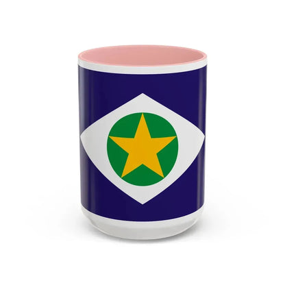 Flag of Mato Grosso Brazil - Accent Coffee Mug 15oz Pink - Go Mug Yourself