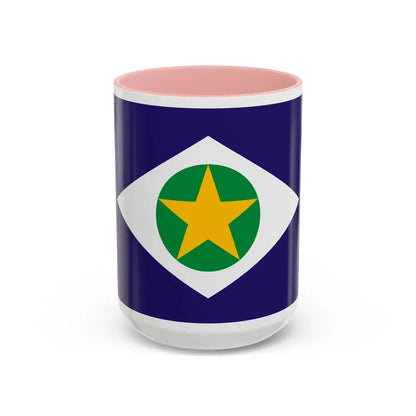 Flag of Mato Grosso Brazil - Accent Coffee Mug 15oz Pink - Go Mug Yourself