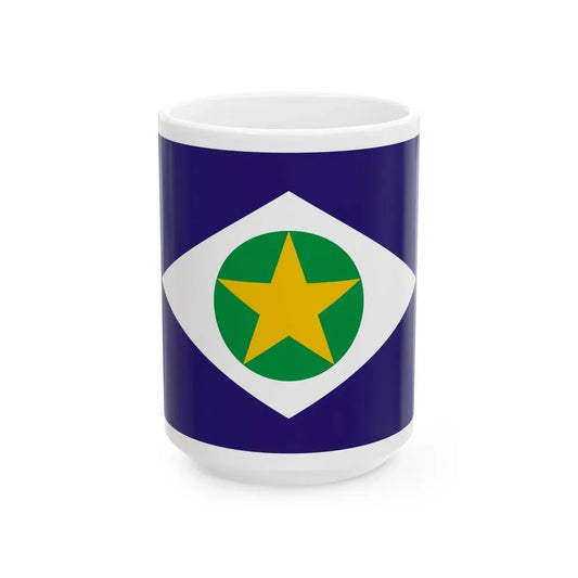 Flag of Mato Grosso Brazil - White Coffee Mug 15oz - Go Mug Yourself