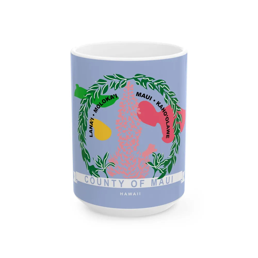 Flag of Maui County Hawaii (United States) White Coffee Mug 15oz - Go Mug Yourself